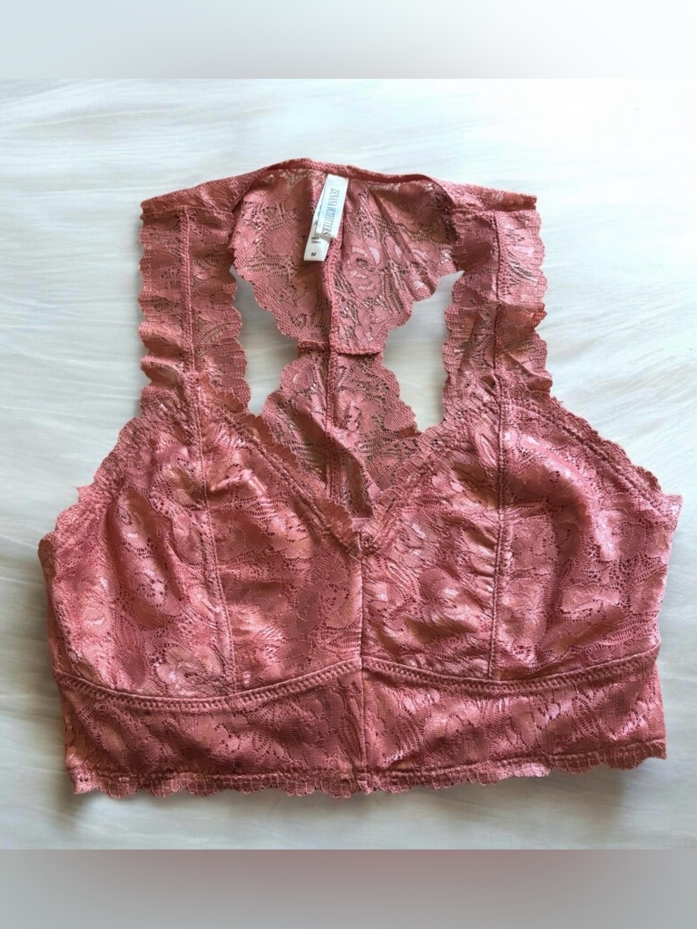 Zenana Rose Lace Racerback Bralette NWOT